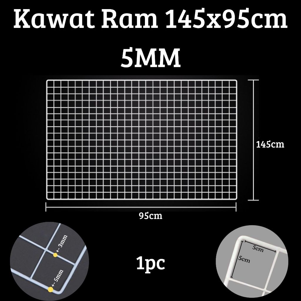 Kawat Ram 145x95 Cm 5mm / Rak Display / Rak Aksesoris HP / Rak Warna putih