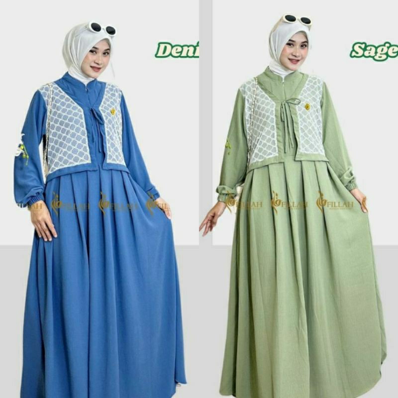 Gamis Cringkle Mix brukat - Qiana dress Gamis model Terbaru - Gamis Lebaran - Dress Kondangan Brukat