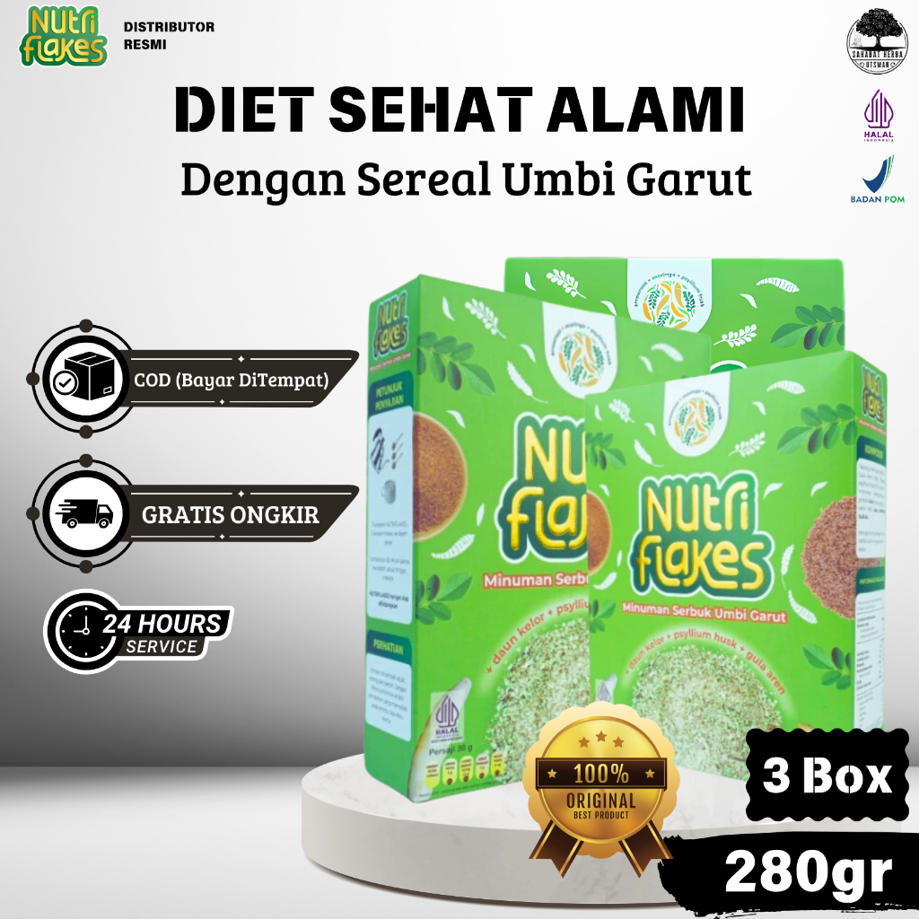 

3 BOX NUTRIFLAKES DIET Original - Ampuh Mengatasi Permasalahan Lambung Cocok Untuk Diet Maksimal