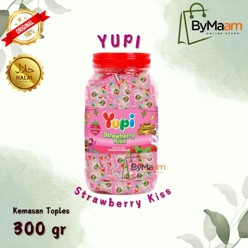 

YUPI Candy Gummy Strawberry Kiss 300 gr | Permen Kemasan Toples Kaleng