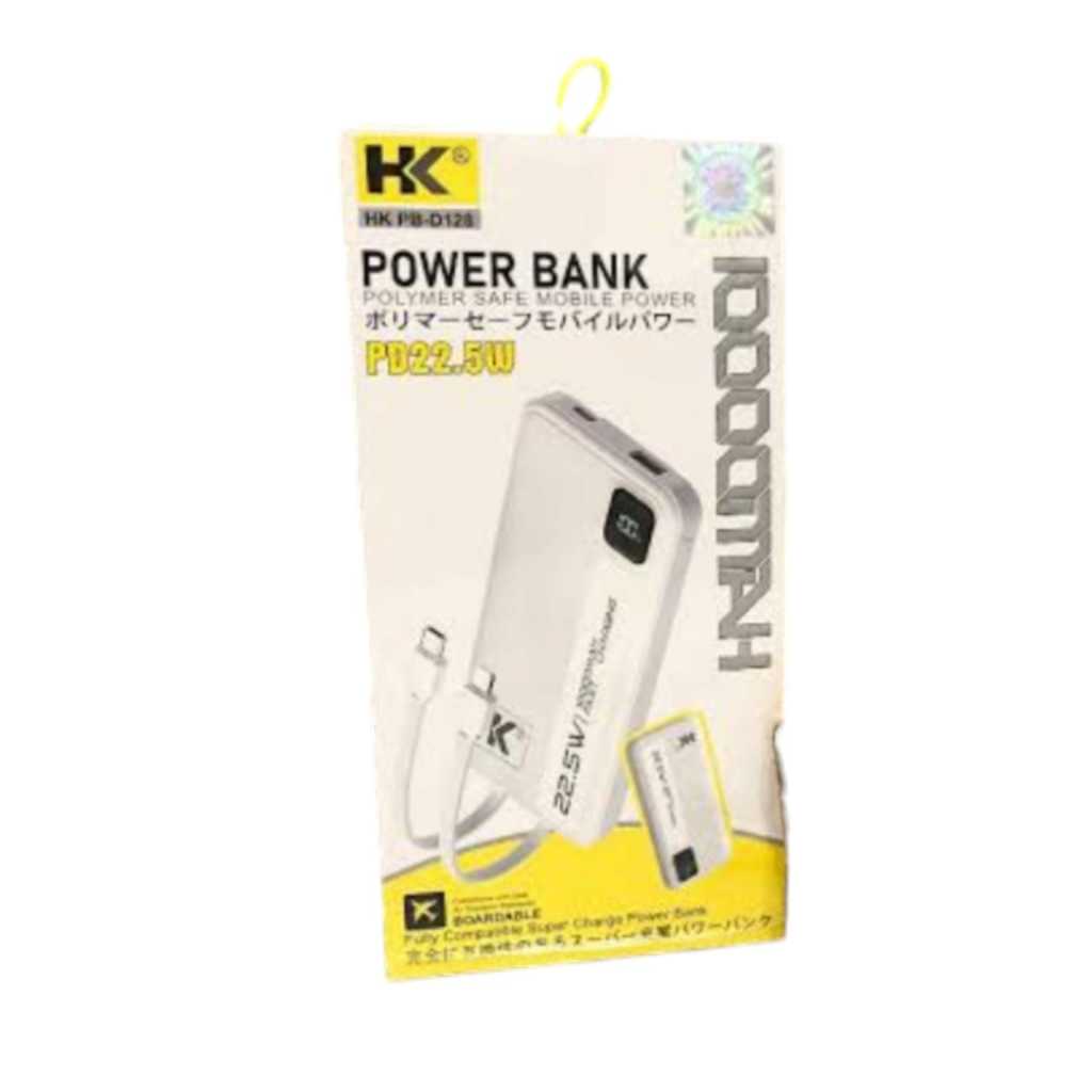 POWERBANK HK D128 QC PD 10000MAH BUILT IN CABLE WITH DISPLAY