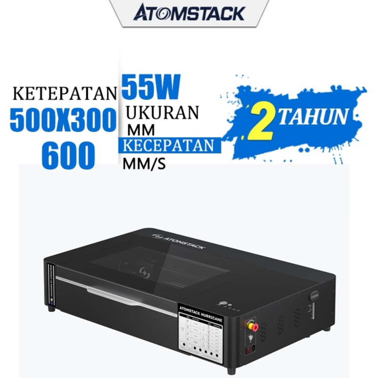 AtomStack Hurricane 55W CO2 Laser Cutter Mesin ukiran laser untuk semua warna akrilik, kayu dan loga