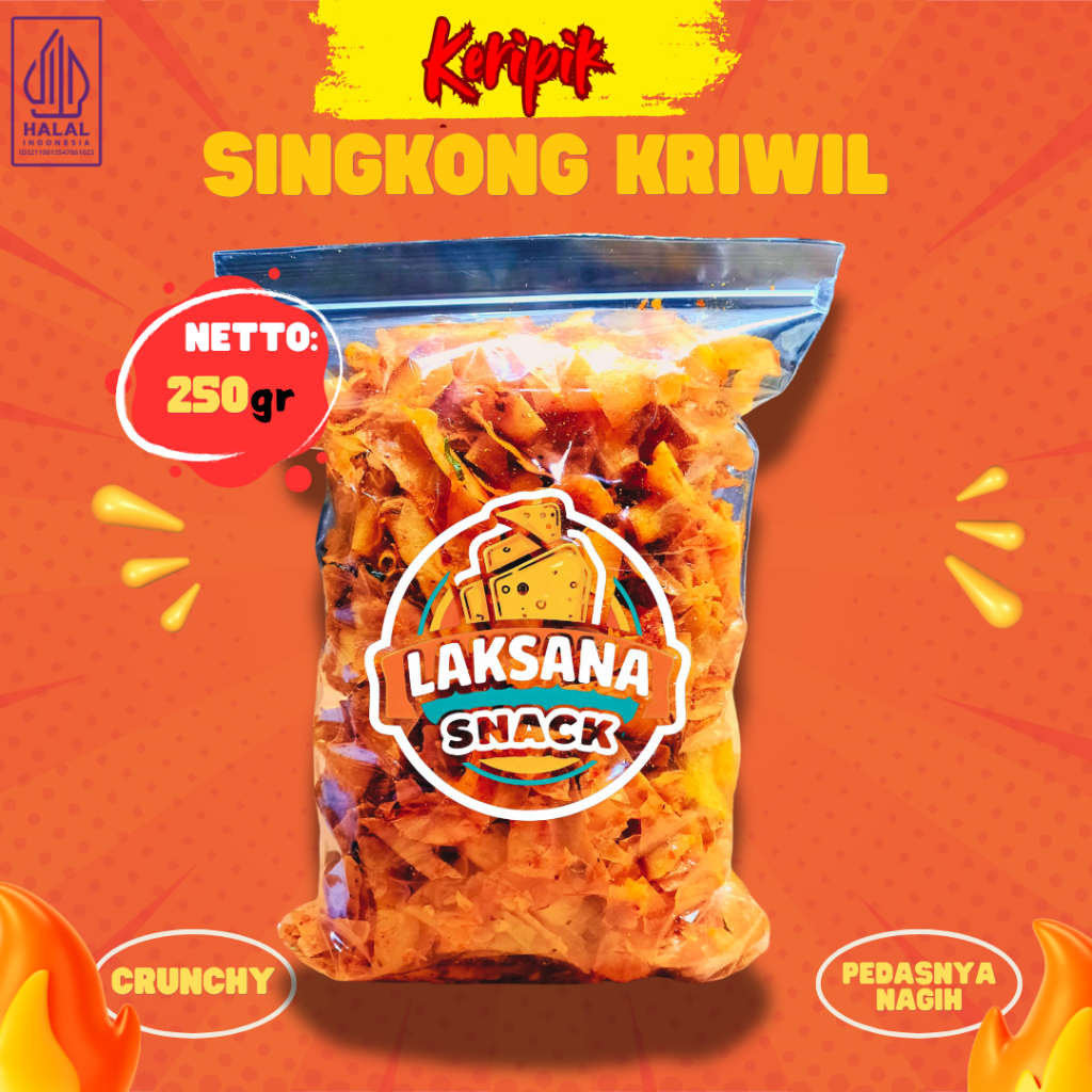 

250gr Keripik Singkong Kriwil Pedas Daun Jeruk Laksana Snack Camilan