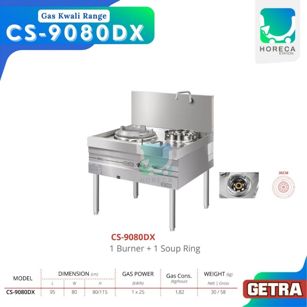 GETRA Gas Kwali Range (Medium Pressure) CS-9080DX / CS 9080DX / CS 9080 DX