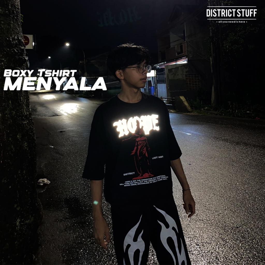 Kaos Boxy Reflektif Hope Tshirt Boxy Menyala Dalam Gelap Pria Wanita Premium