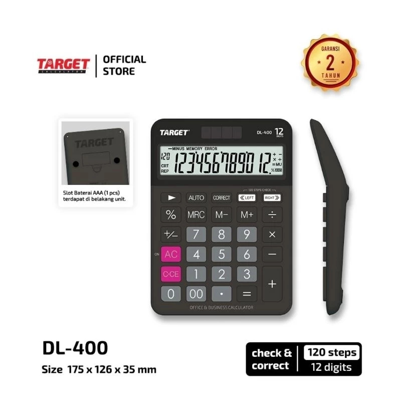 

TBMO KALKULATOR TARGET DL-400 12DIGITS - NMA (72)