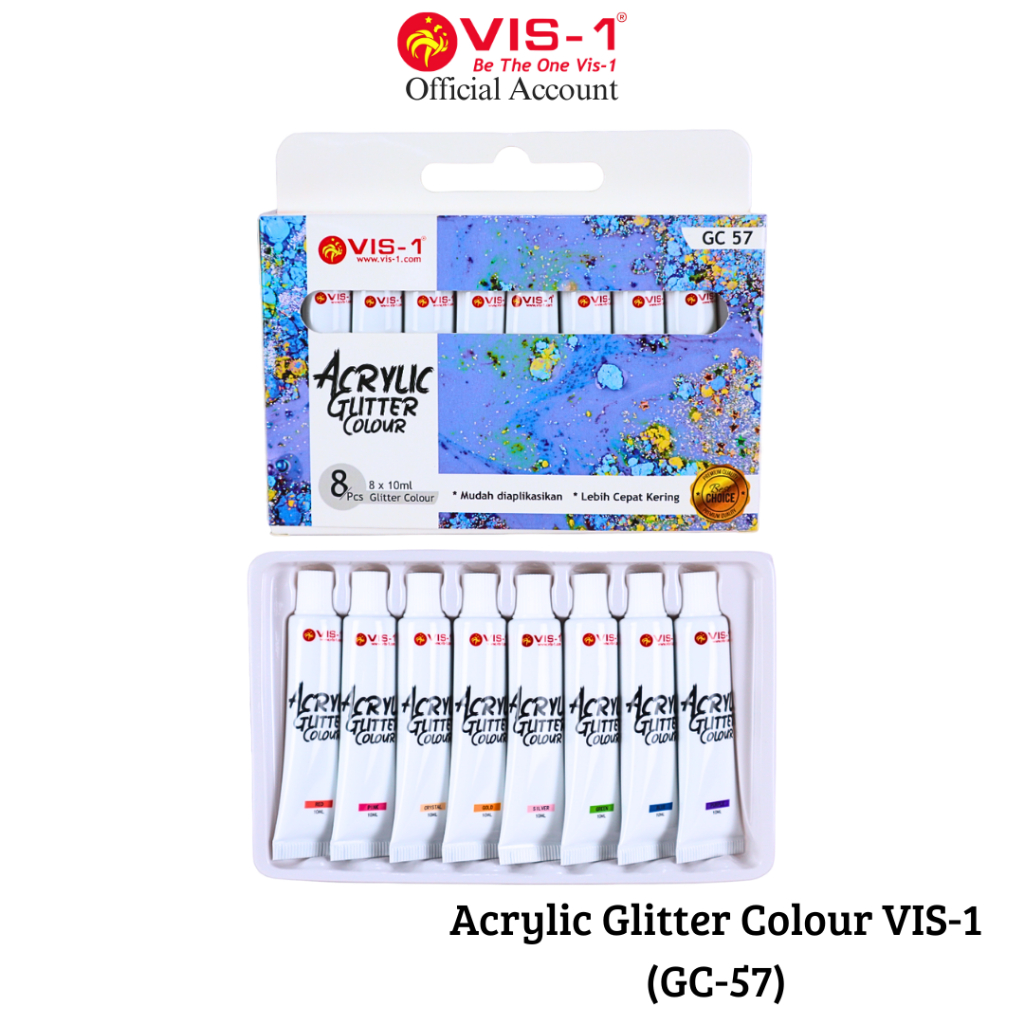 

VIS-1 - Acrylic Glitter Colour Set 8 x 10ml / Cat Akrilik Glitter