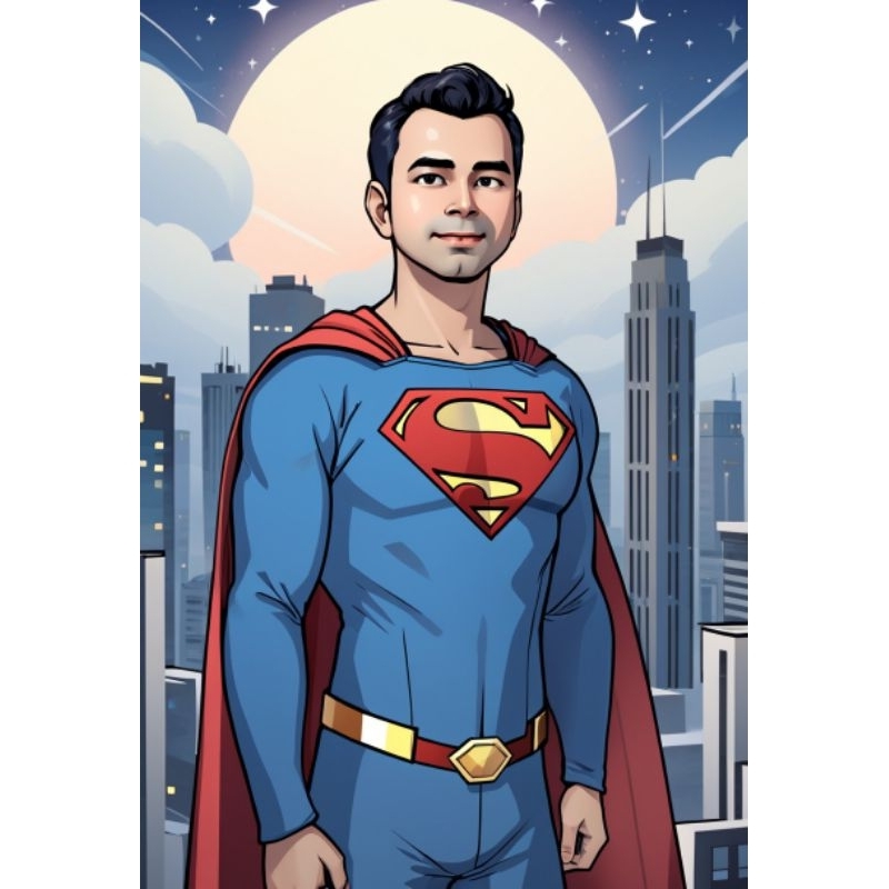 Edit foto Superman edit foto vector kartun