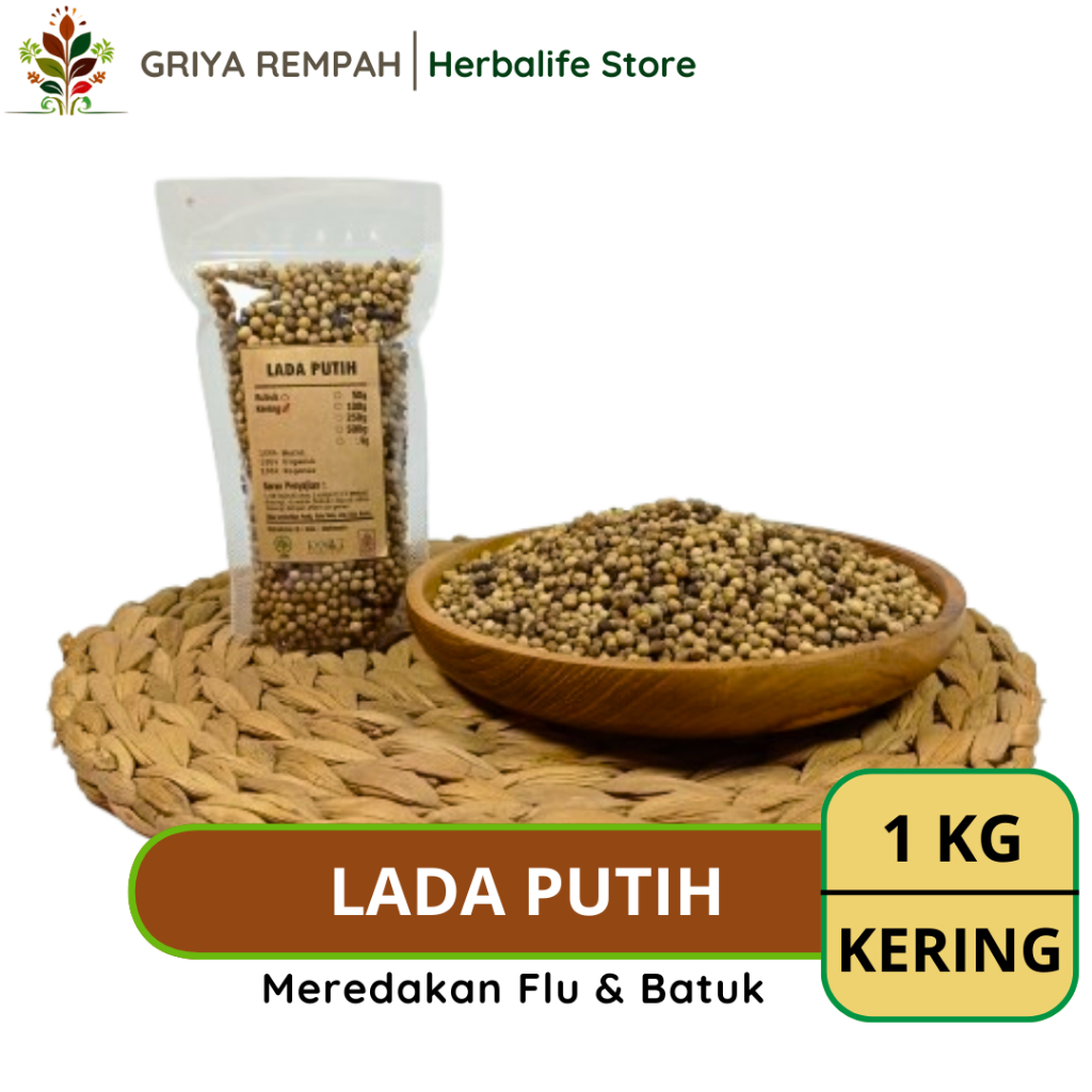 

BIJI LADA PUTIH KERING 1 KG Merica Rempah Herbal Simplisia Alami Berkualitas Premium untuk Masakan & Kesehatan Ramuan Jamu tradisional Merico mrico Piper Nigrum