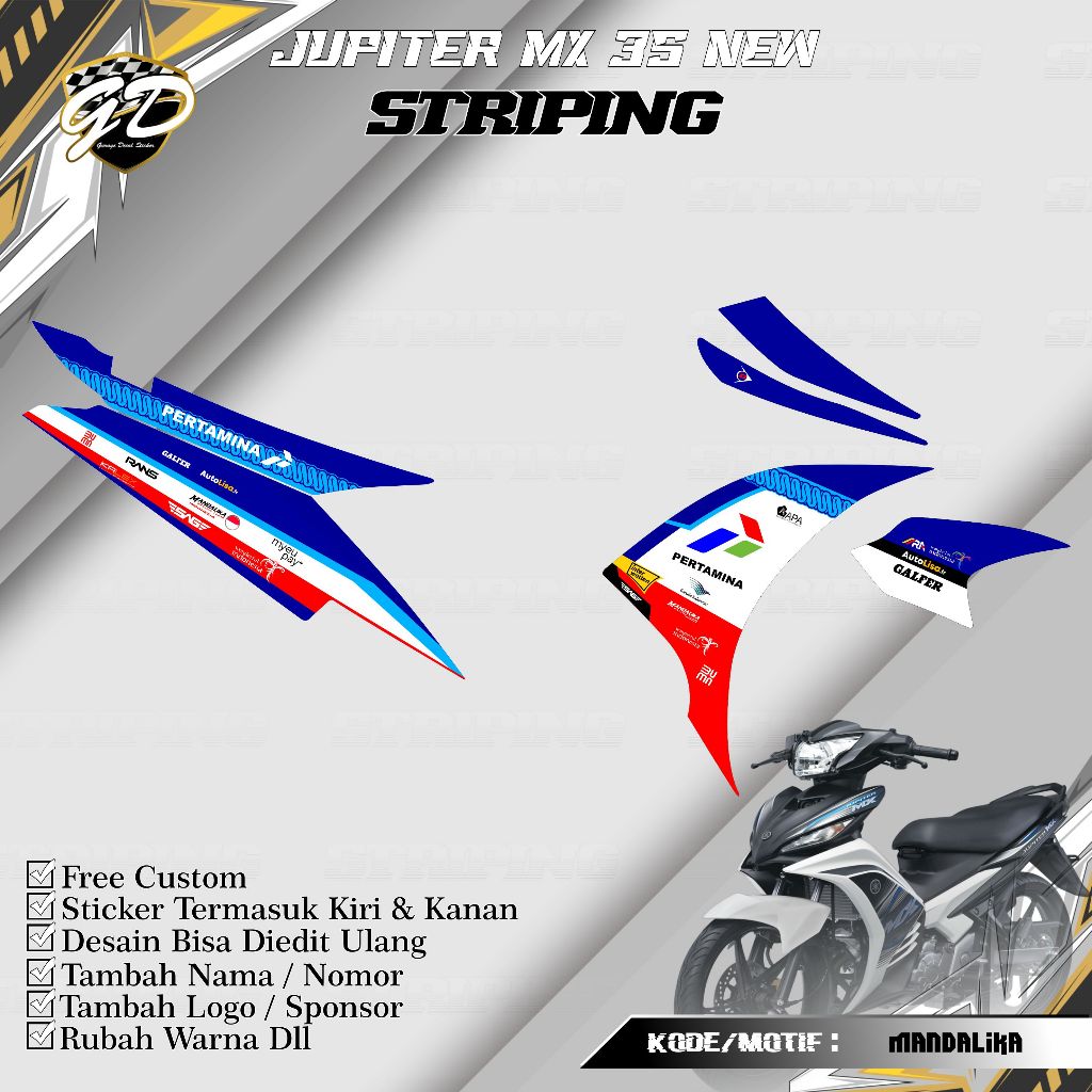 Striping Jupiter mx 135 Stiker Striping Jupiter MX new 135 Mandalika