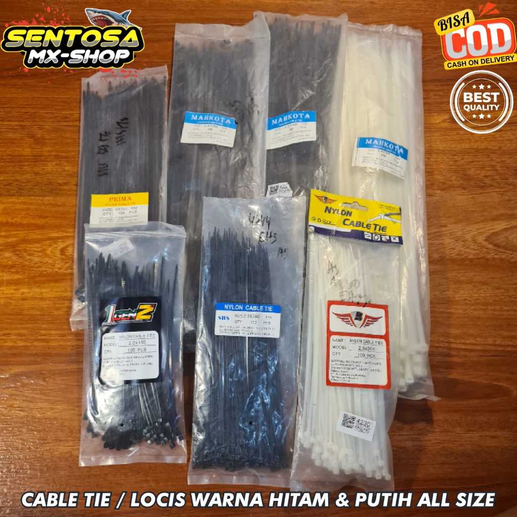 

CABLE TIES / LOCIS WARNA HITAM & PUTIH 2,5x150 / 2,5x200 / 4x250 / 4,8x350 / 4,8x400 CABLE TIE ISI 100 PCS