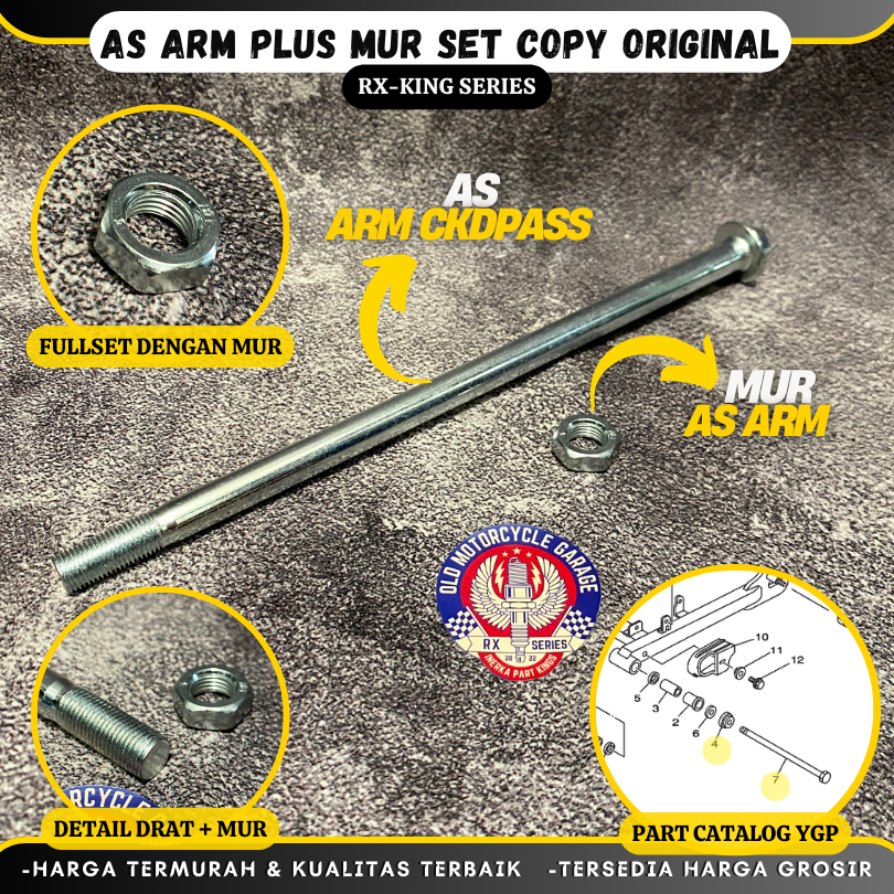As Swing Arm Tengah Plus Mur Full set Motor Yamaha RX KING RXK 2006 Kebawah RXS F1ZR F1 Copy Origina