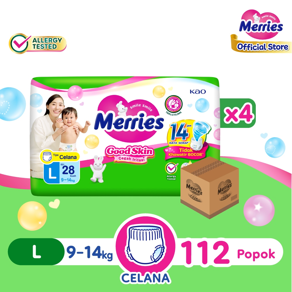 Merries Good Skin Pants Popok Perlengkapan Bayi L(9 - 14)kg Kurangi Risiko Alergi Pada Kulit Bayi Is