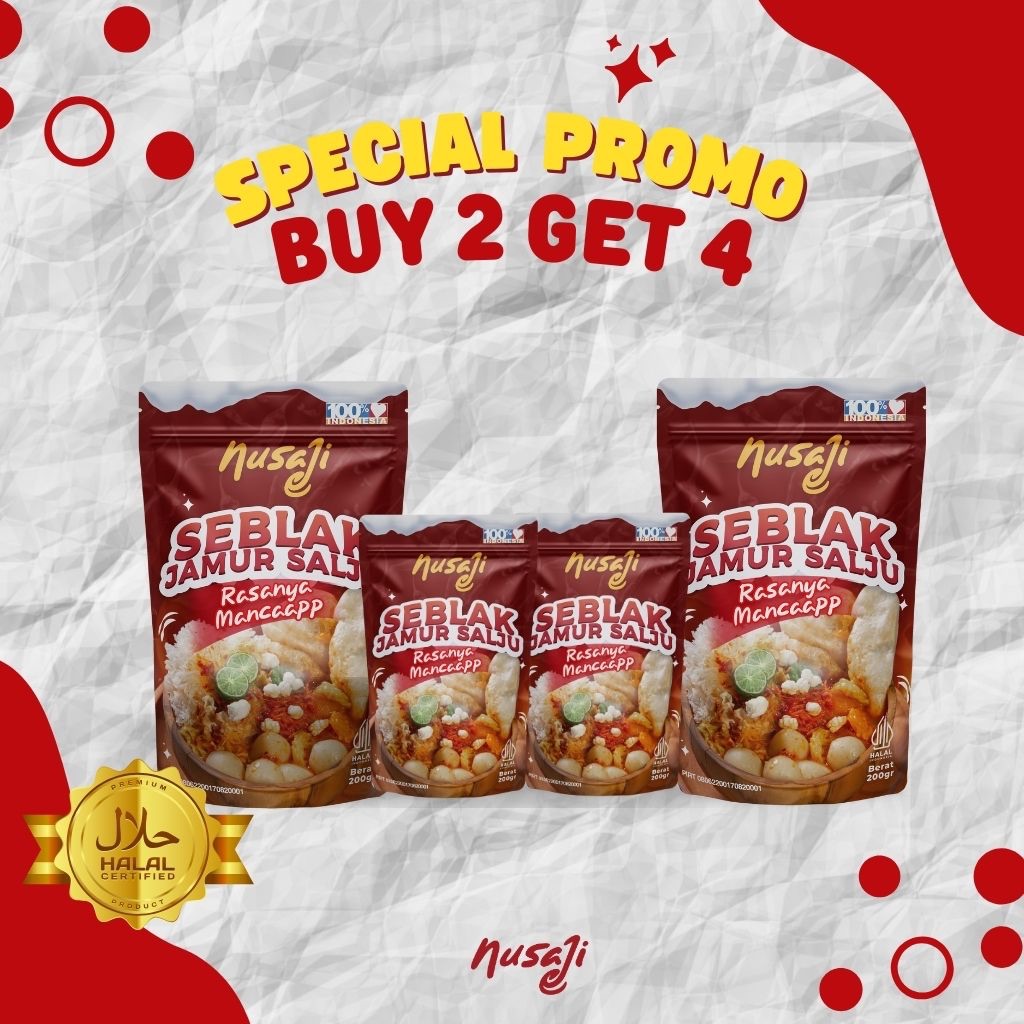 

Nusaji - Spesial Promo - Seblak Instant Jamur Salju Buy 2 Get 4