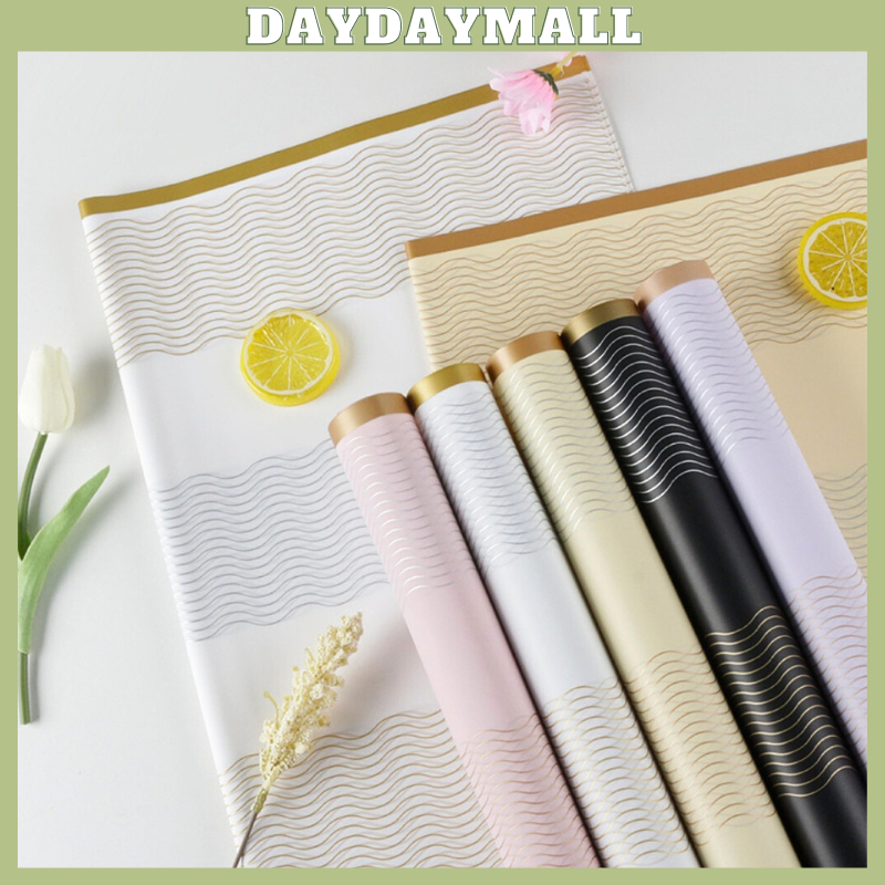 

20 LEMBAR Kertas Buket Bunga Wrapping Paper Gold Line Flower Wrap Cellephone Buket Bunga 6188