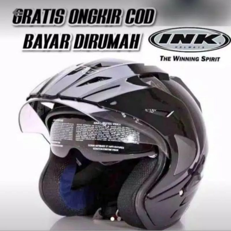 HELM INK DOUBLE VISOR MERK JSC SNI WARNA MERAH FERARI GARANSI TERMURAH TERLARIS