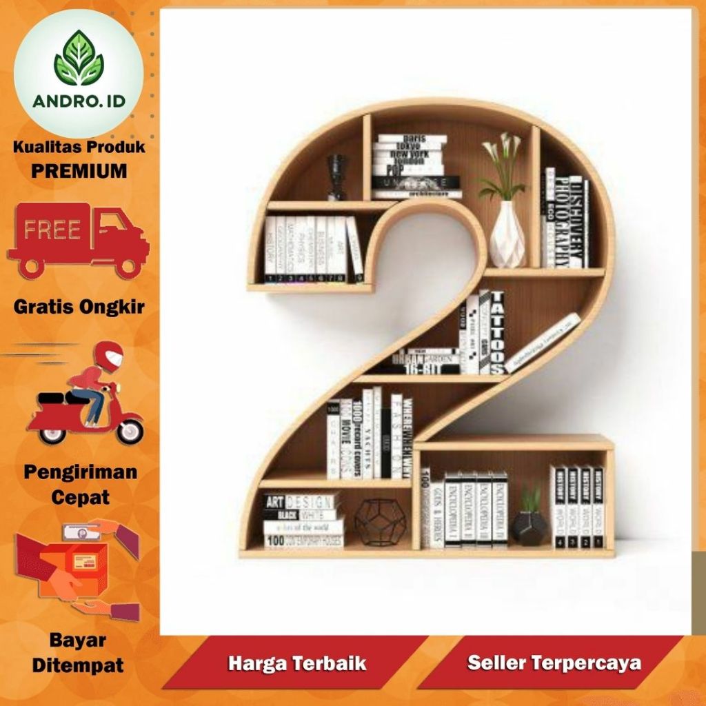 rak buku minimalis aesthetic kayu