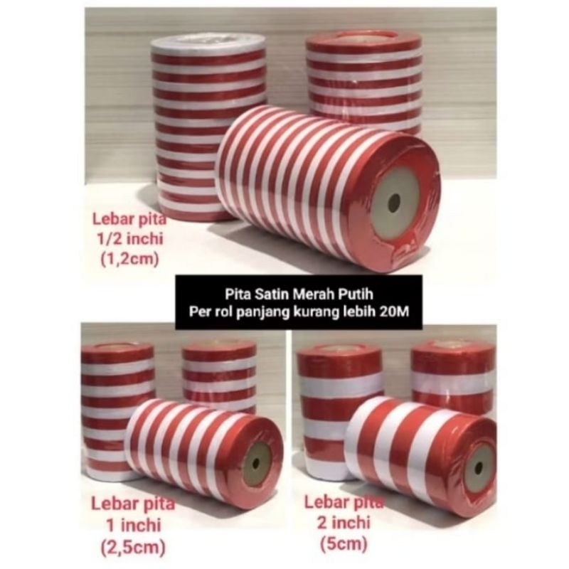 

Pita merah putih kain 1inchi 1,5inchi 2inchi