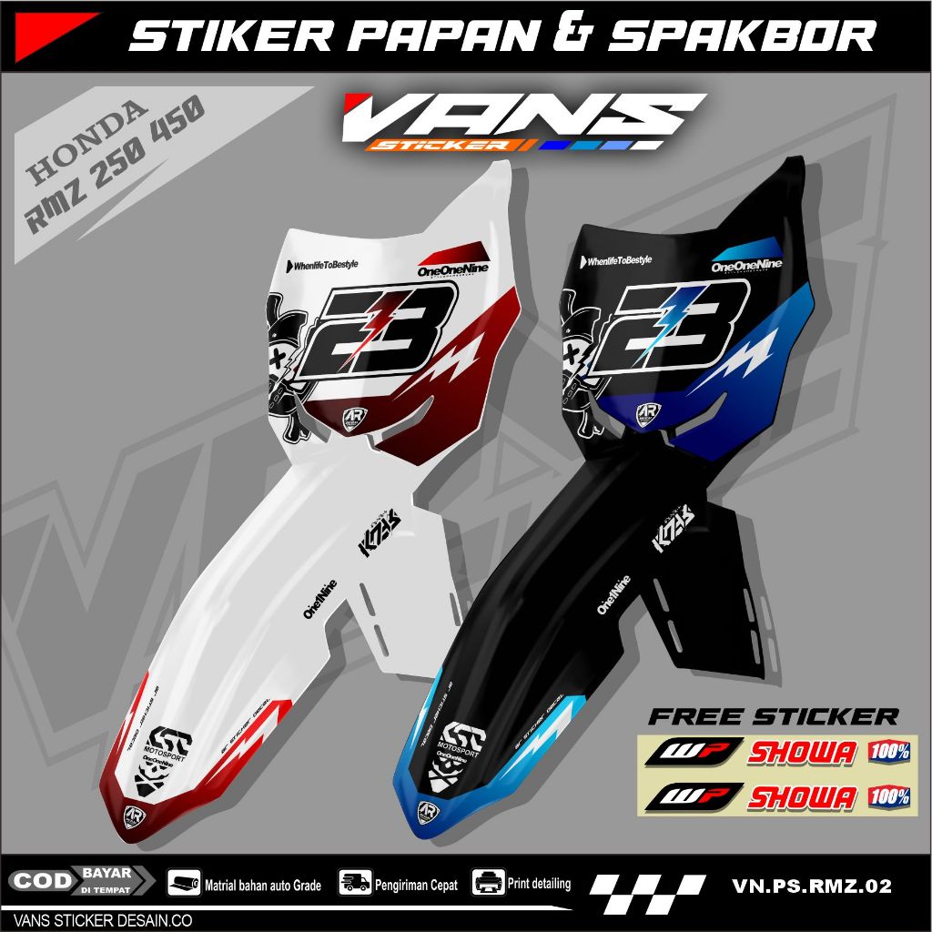 Decal Stiker Papan Nomer Dan Spakbor RMZ 250/450 Stiker Papan Nomer Dan Spakbor Motor  RMZ 250/450