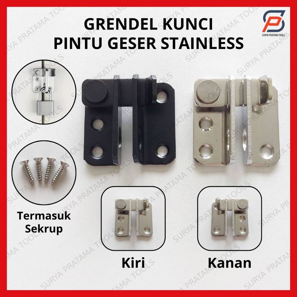 Grendel Pintu Geser Stainless / Slot Kunci Pintu Geser / Cantolan Gerendel Gembok Pintu Sliding Door