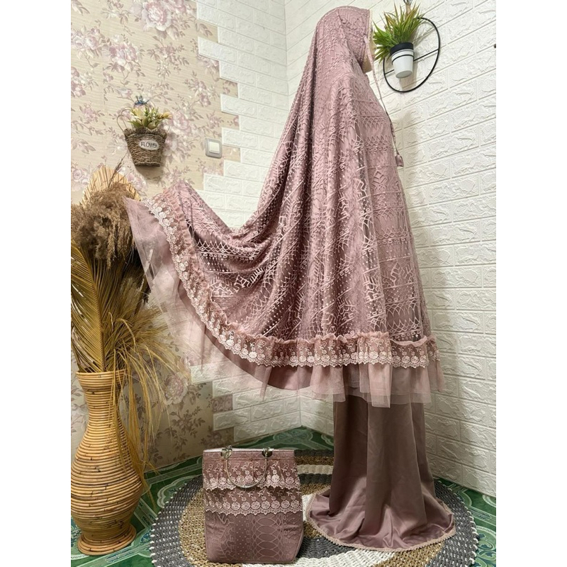 ~~AISIYAH MUKENA. MUKENA BROKAT TULLE MEWAH PREMIUM