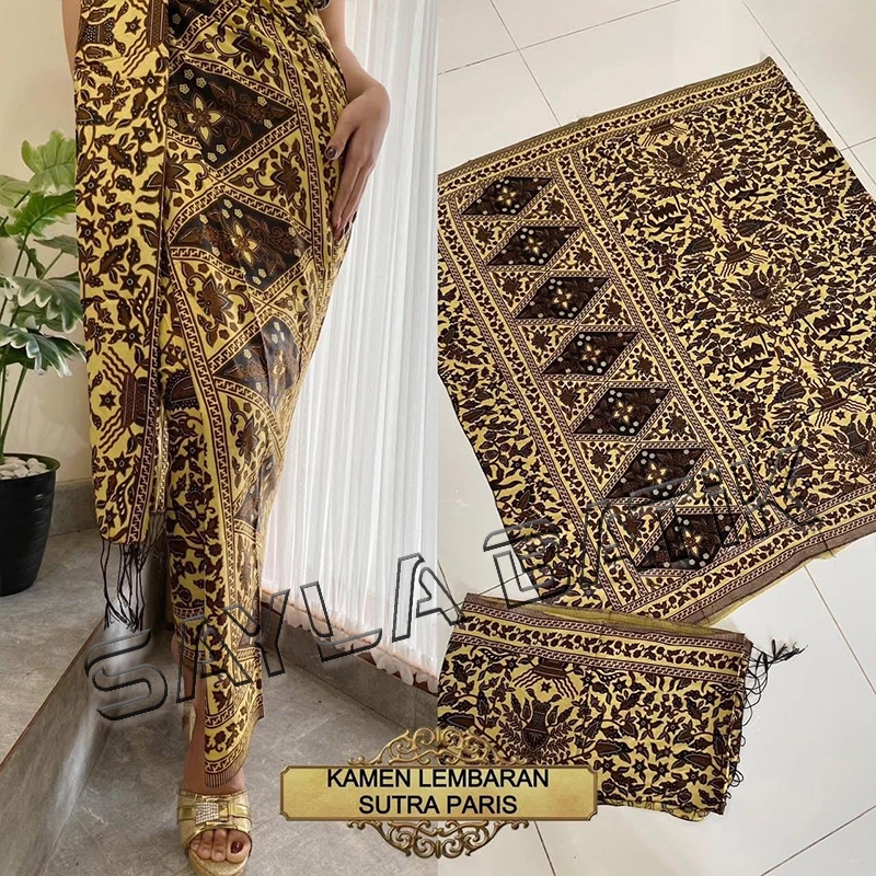 Kamen Set Selendang Warna Kuning Kunyit Motif Rembang Terbaru / Kamen Endek Bali Asli