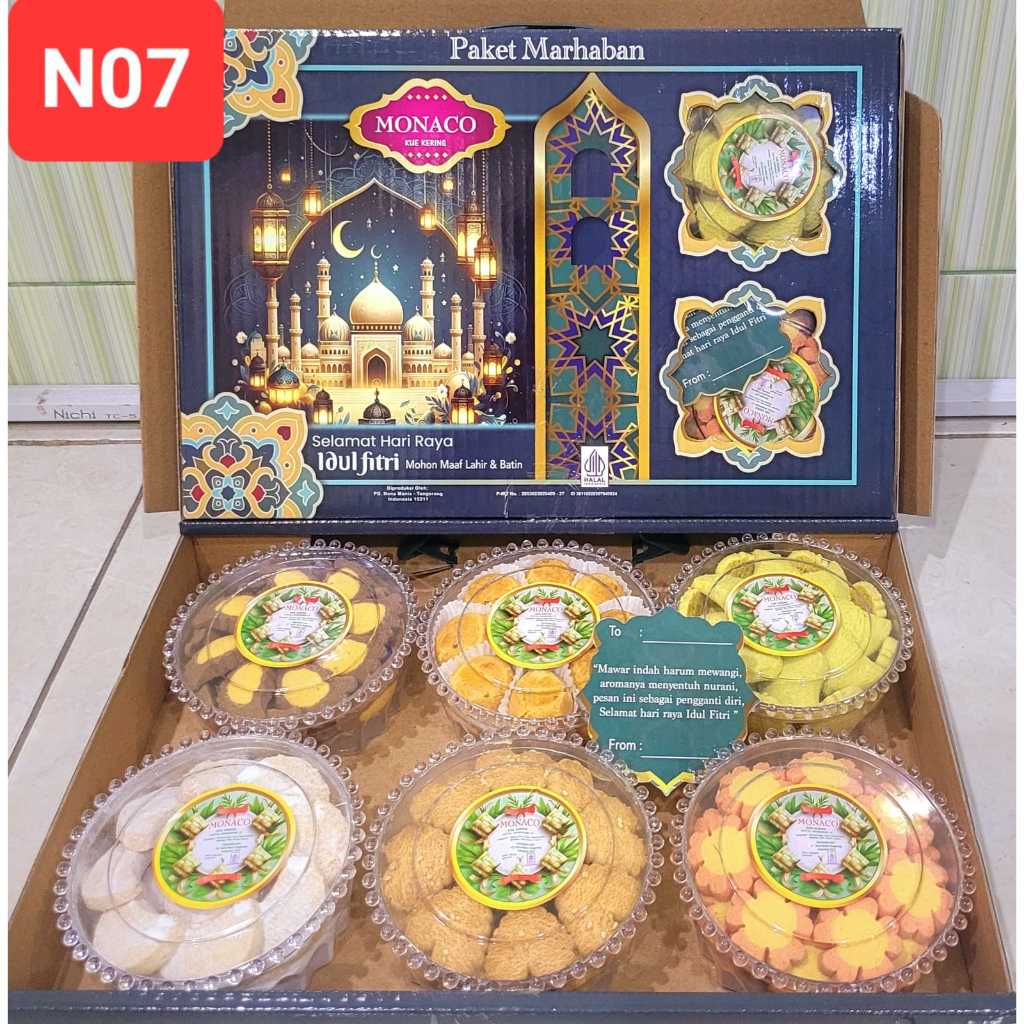 

Kue Kering Lebaran Monaco Marhaban Halal / Hampers Kue Lebaran Paket 6 Toples Murah Enak Terbaru