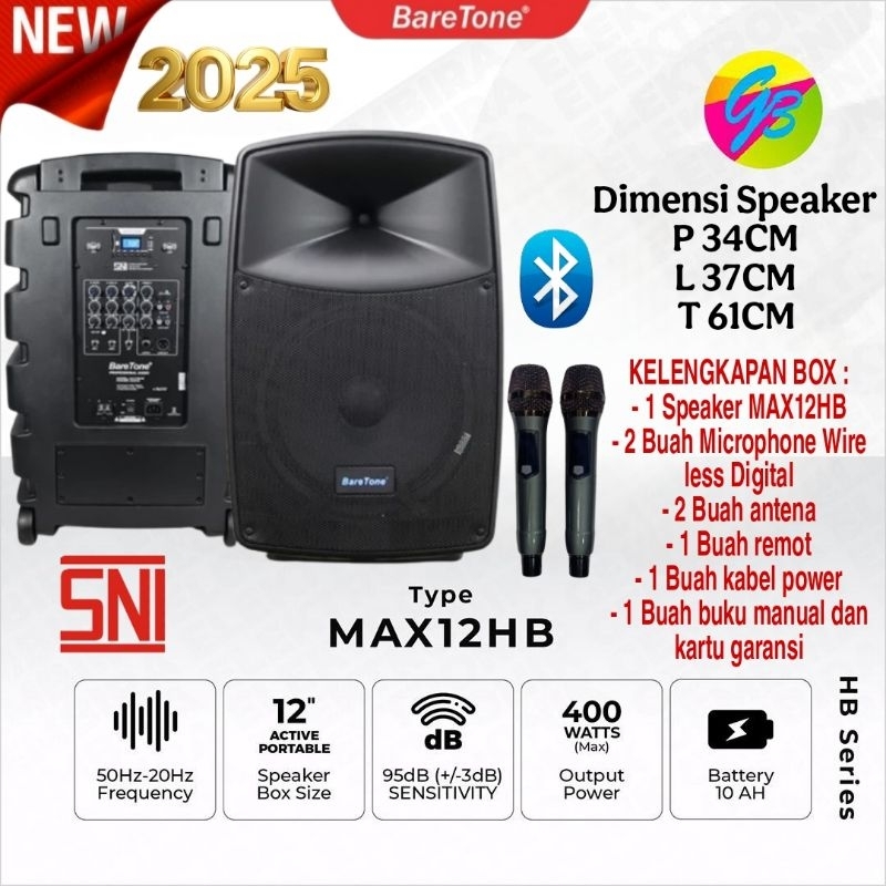 Speaker Aktif Baretone 12 inch 400 Watt MAX12HB MAX 12HB Originalw.