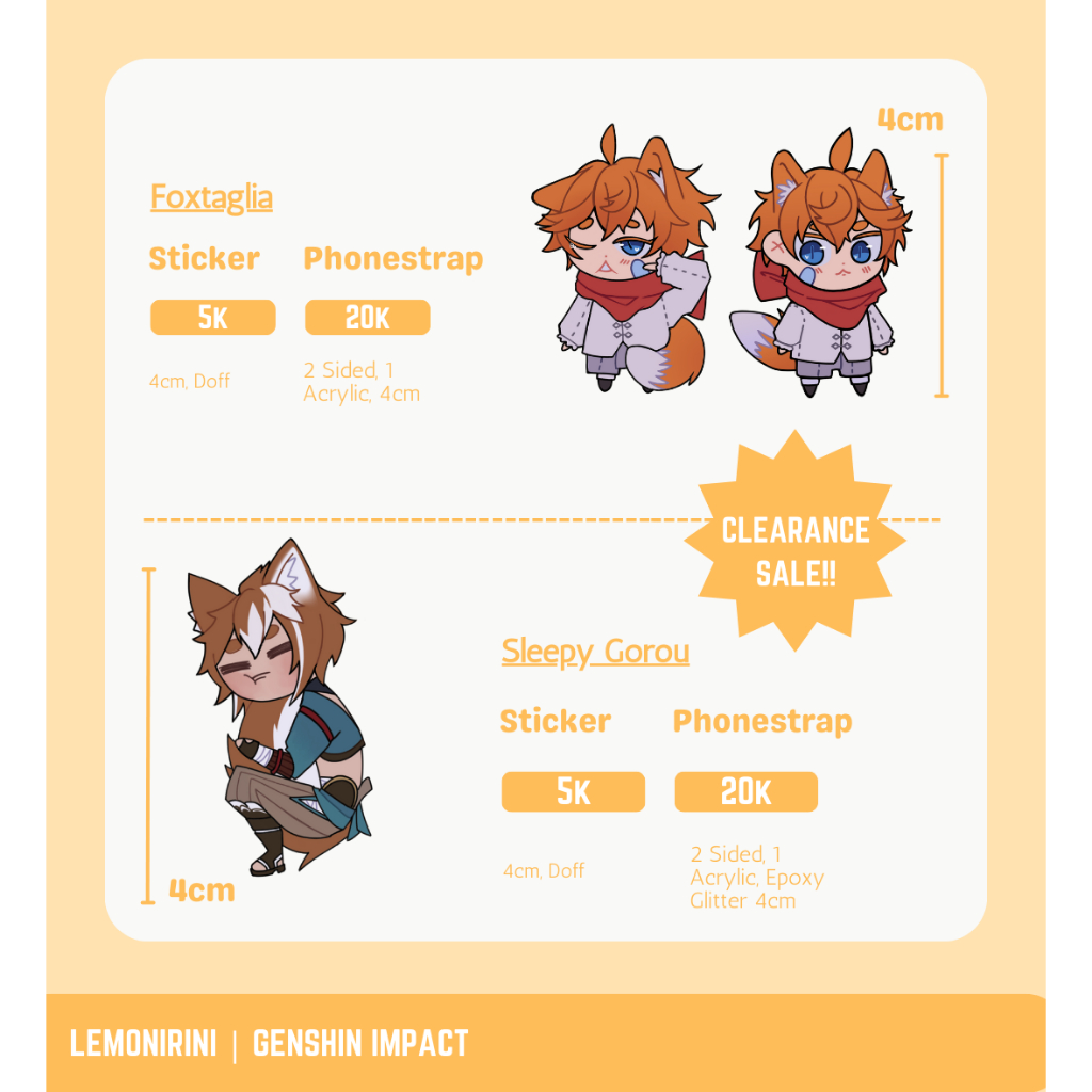 [READY STOCK] Tartaglia & Gorou | Phonestrap & Stickers