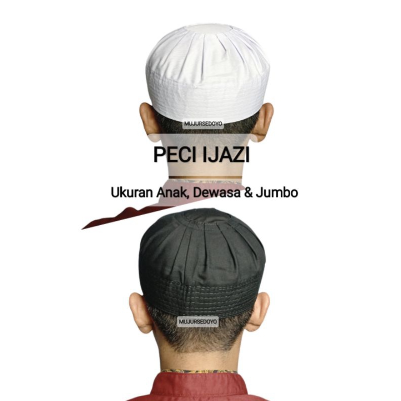 Peci Ijazi Putih Hitam Kopiah Kain Bahan Songkok Adem