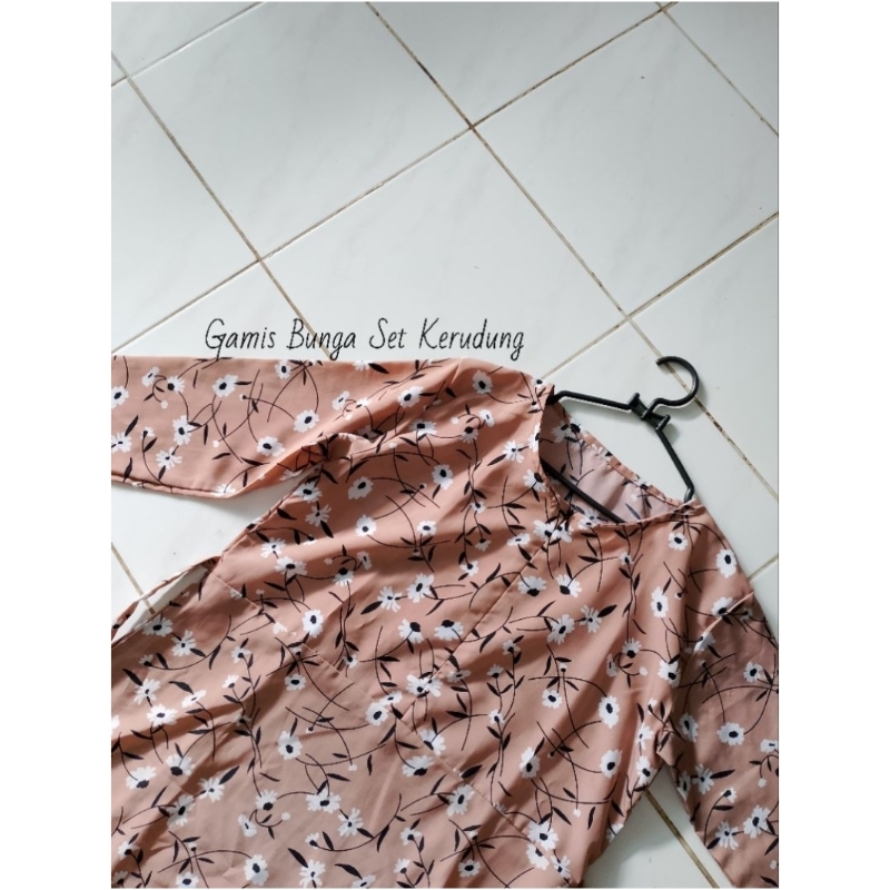 Baju Muslimah Baju Sehari-hari Baju Motif Bunga Baju Muslimah Baju Mewah Gamis Set Kerudung Gamis Lu