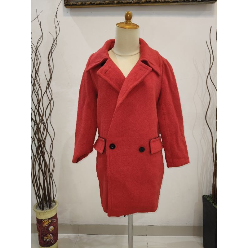 Coat Wol Premium Merah Wanita