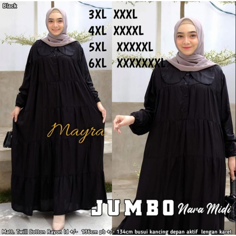 READY LD 130 LD 140 LD 150 Gamis Midi Jumbo Busui Polos Twill Cotton Rayon NARA MIDI JUMBO