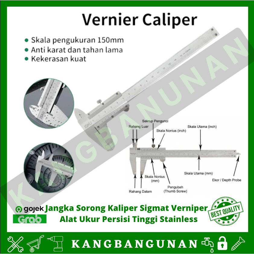 

Jangka Sorong Kaliper Sigmat Verniper Caliper 150mm Alat Ukur Persisi Tinggi Stainless