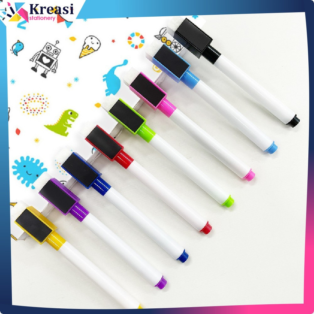

Spidol Warna Warni Wipe And Clean Kecil / Spidol Magnet Mini Papan Tulis White Board dengan Penghapus Kreasi Stationery A27