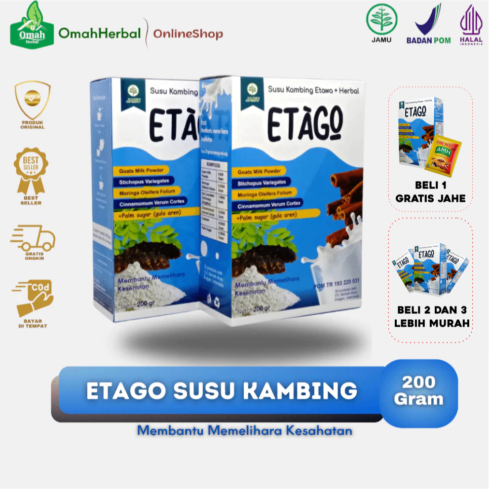 

ETAGO SUSU KAMBING ETAWA + Herbal 200 Gram Original GRATIS JAHE MERAH