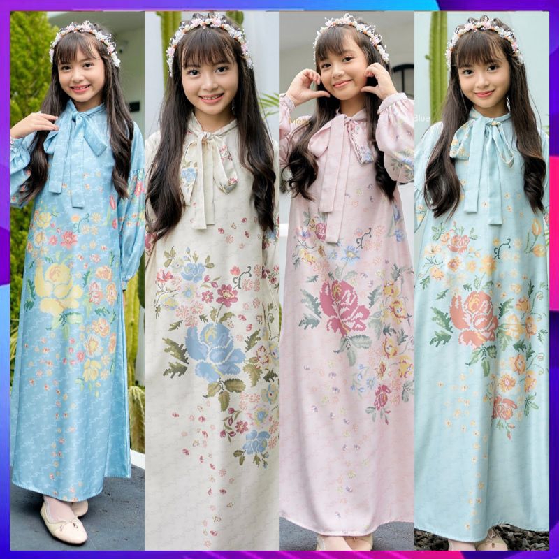 Dyn Clothingline Caitlyn Dress (Kids) | Kristik Series | Bahan Royal Silk Premium Gamis Mewah Anak P