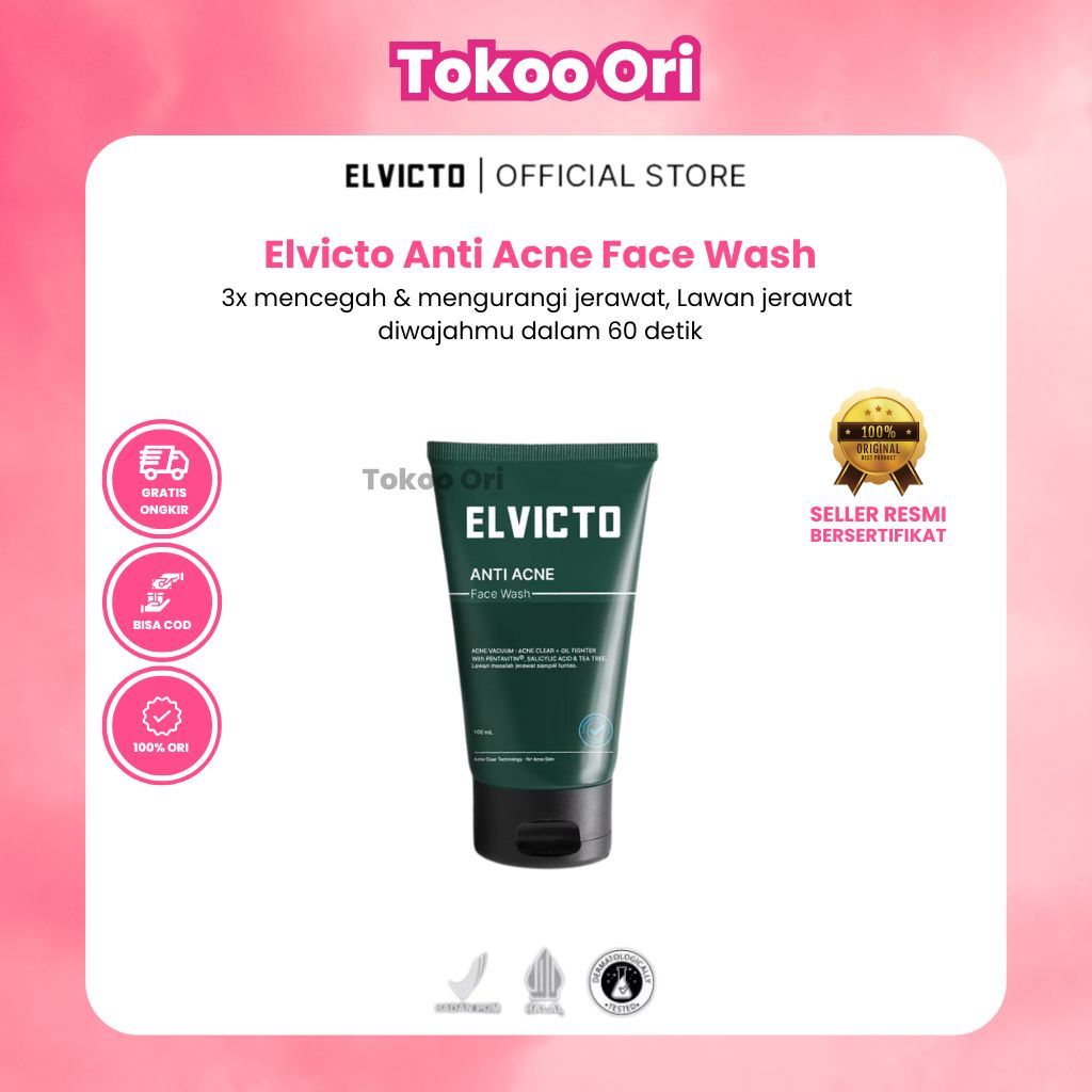 Elvicto Acne Fight Face Wash Men Sabun Wajah Pria Berjerawat Facial Wash Elvicto Sabun Cuci Muka