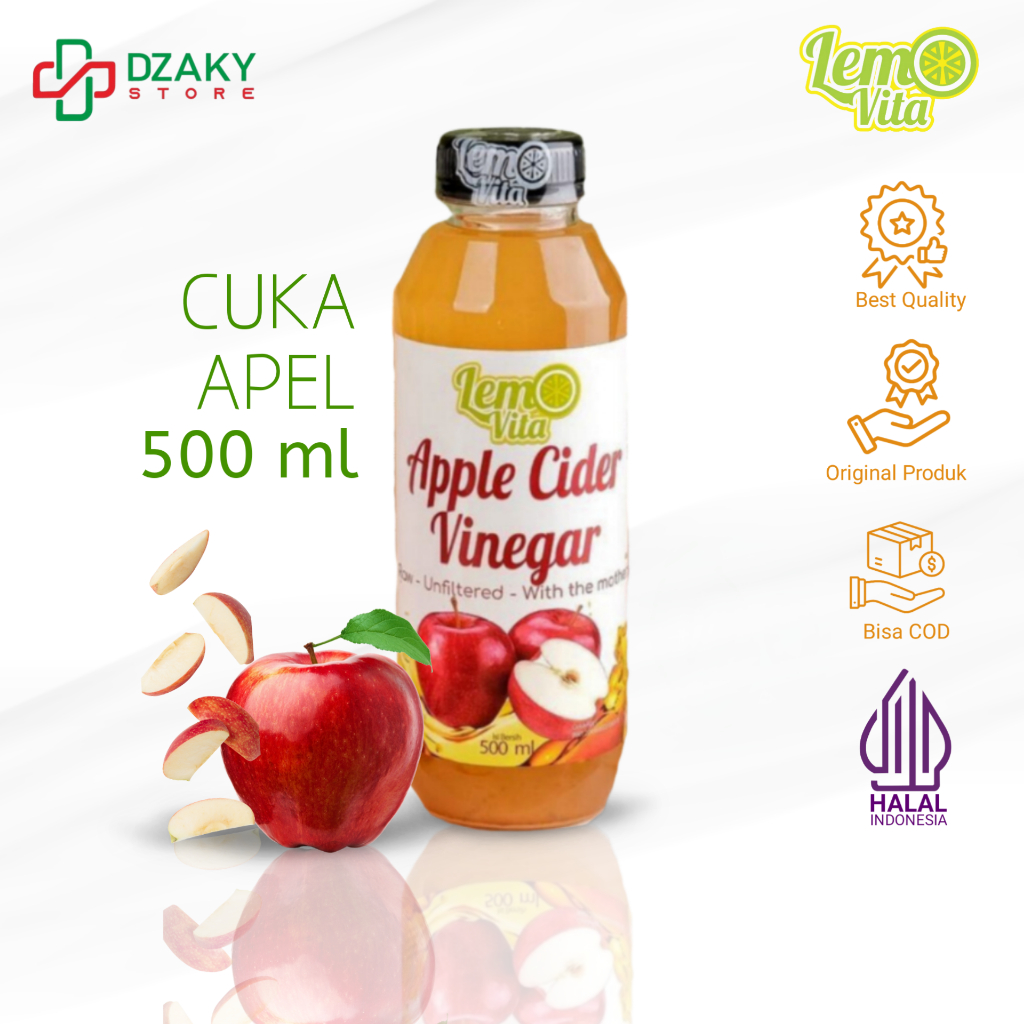 

Cuka Apel Lemovita Premium With Mother | Apple Cider Vinegar 500ml