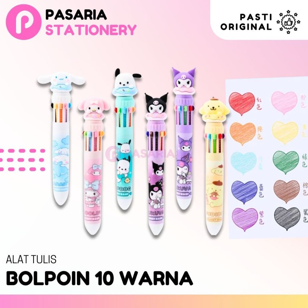 

Pulpen Mekanik 10 Warna Sanrio Bolpoin Pen Kuromi Melody Cinnamoroll Pompurin Puchacco