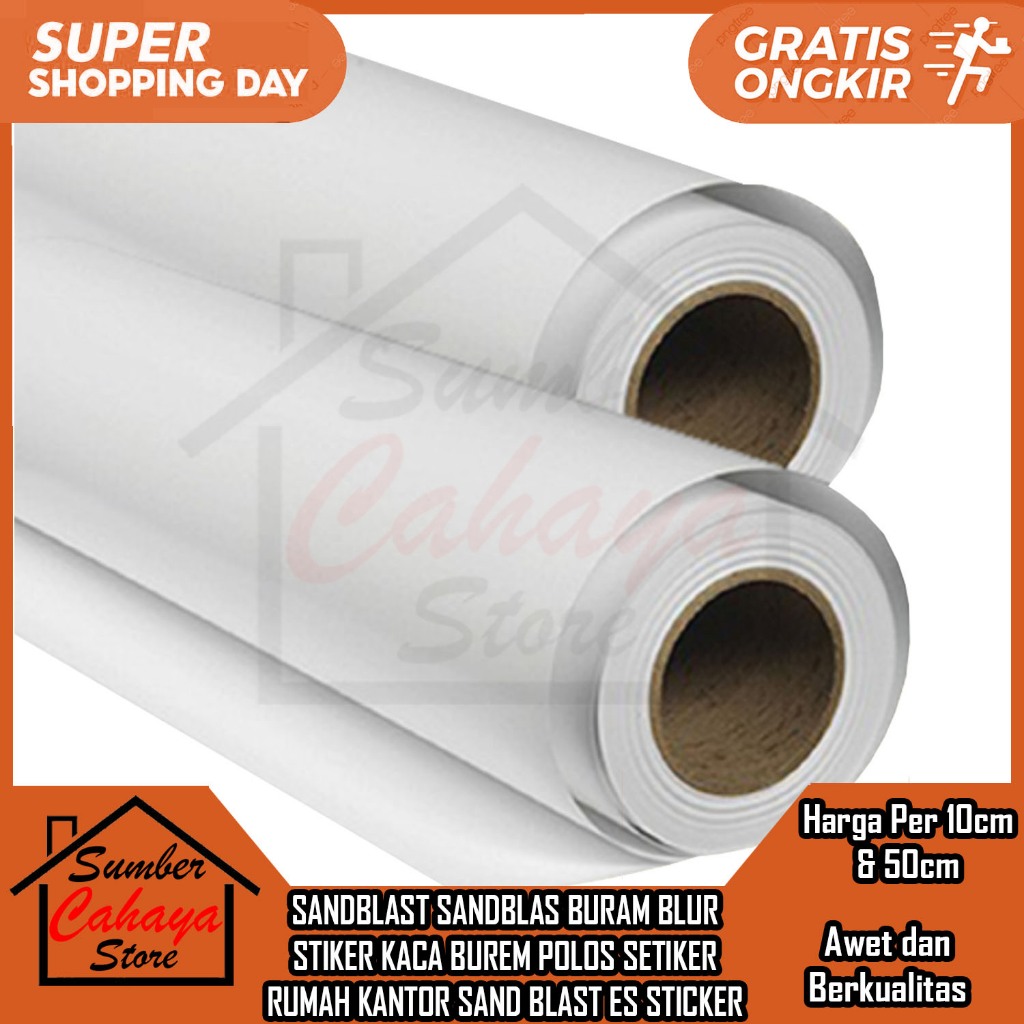 Stiker Kaca Buram 10cm 50cm Sandblast Polos Setiker Motif Blur Rumah Kantor Sand Blast Es Sticker Te