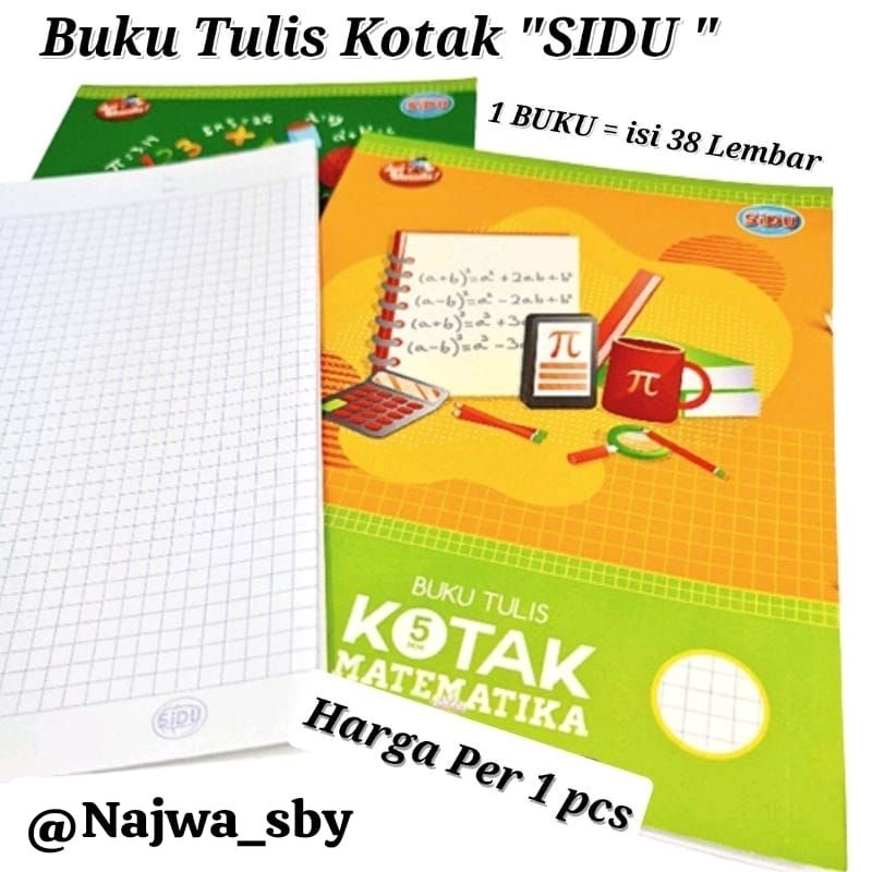 

( Harga per 1pcs )BUKU TULIS KOTAK ' SIDU ' ( 1BUKU = isi 38 lembar )