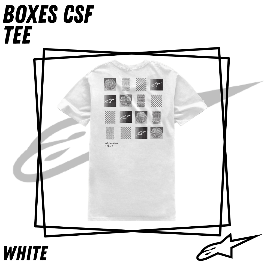 Kaos Alpinestars Boxes CSF White Tee Shirt T-Shirt Original