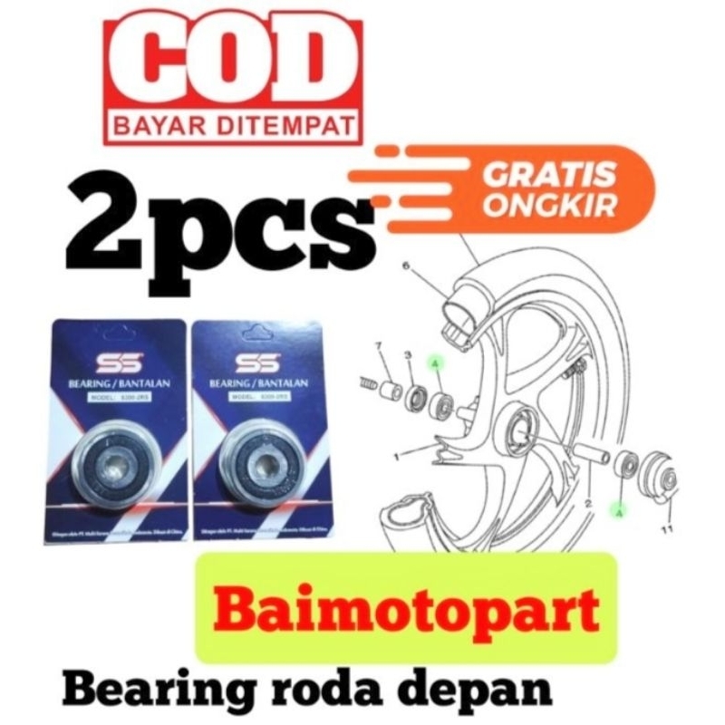 ORIGINAL 2PCS BEARING 6300 BERING LAHER RODA DEPAN MOTOR YAMAHA FINO KARBURATOR/FINO 115/FINO 125 OR