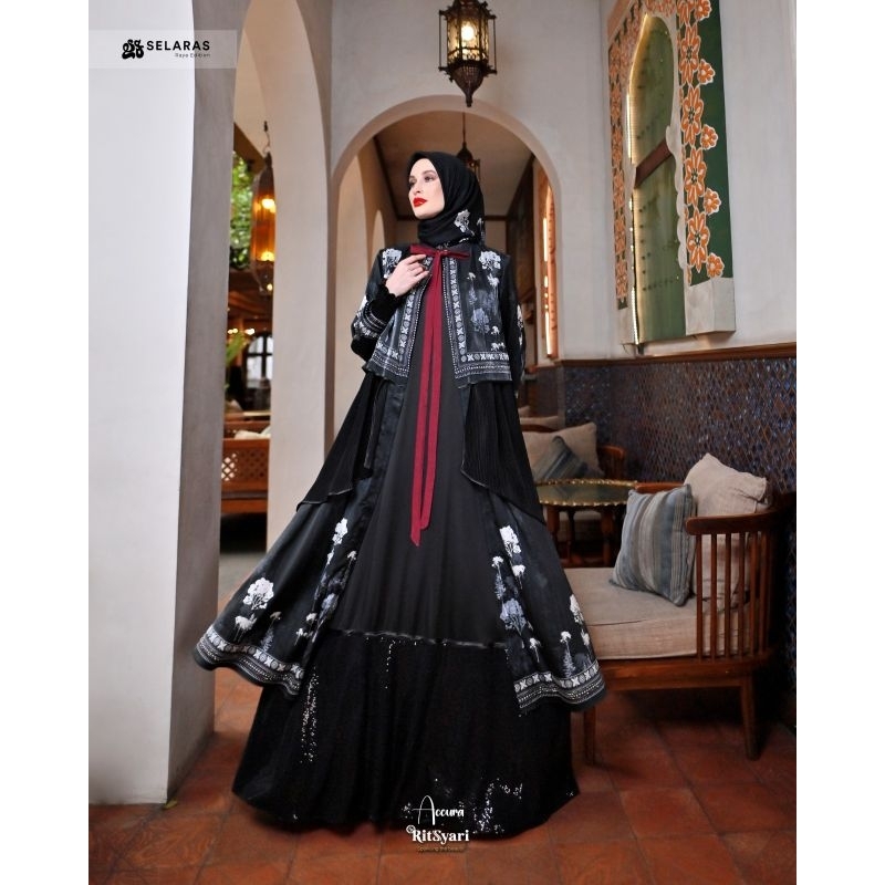 [RITZ Syari] GAMIS SYARI RAYA LEBARAN TERBARU / DRESS SET PRINTING " ACCURA SET " BY RITZ SYARI