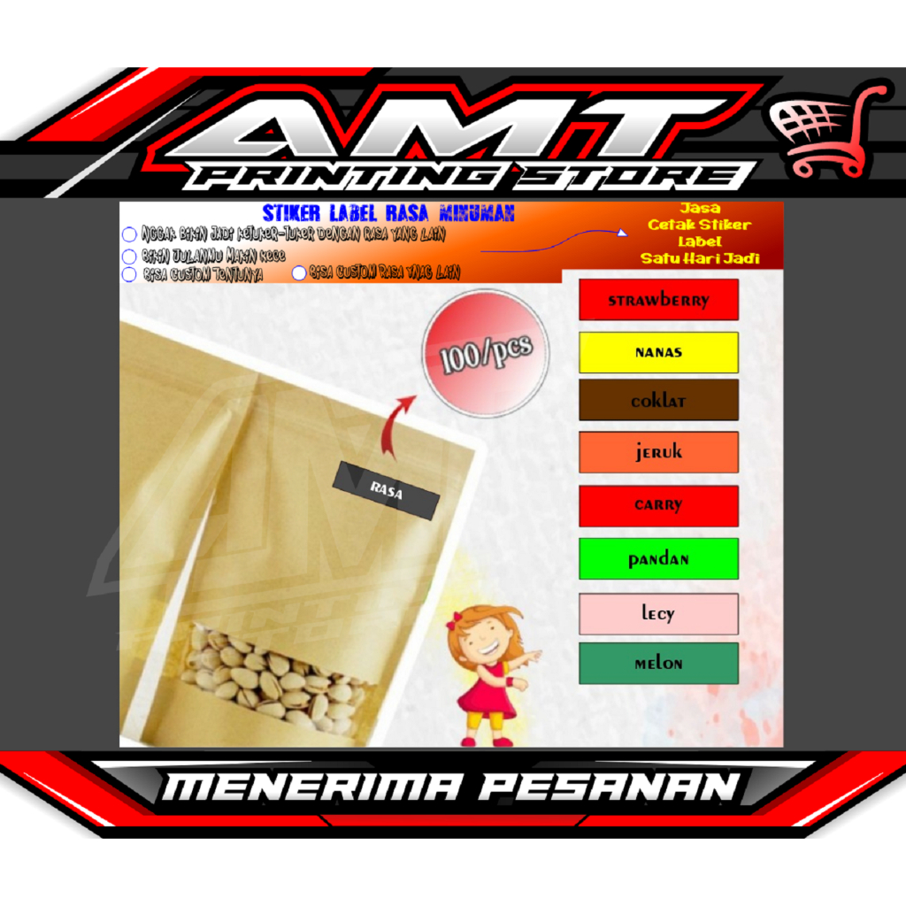 

Stiker Label Nama Rasa minuman - Ukuran 5x1 cm - Bisa Request