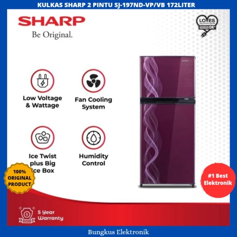 KULKAS SHARP 2 PINTU SJ-197ND 172LITER KULKAS SHARP 2PINTU SJ-197ND