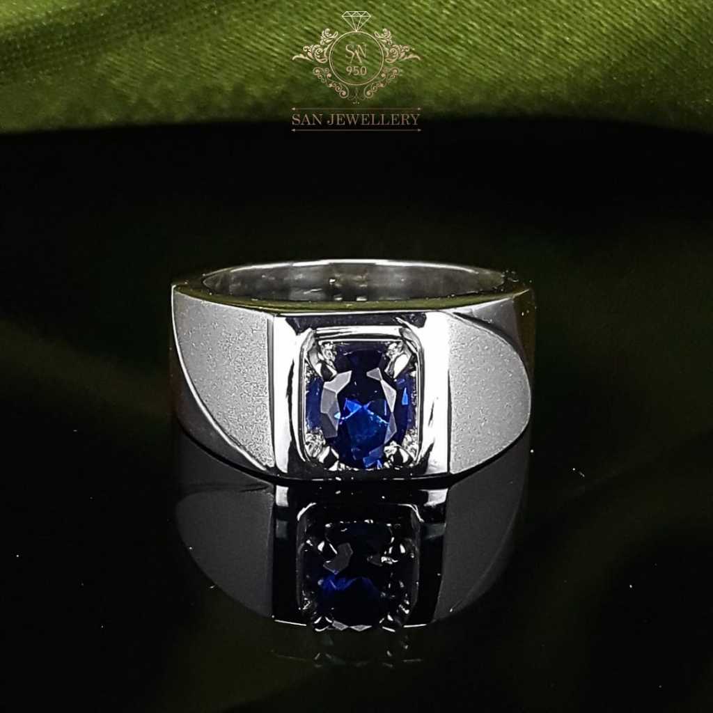 Cincin ikat batu akik permata perak pria 18