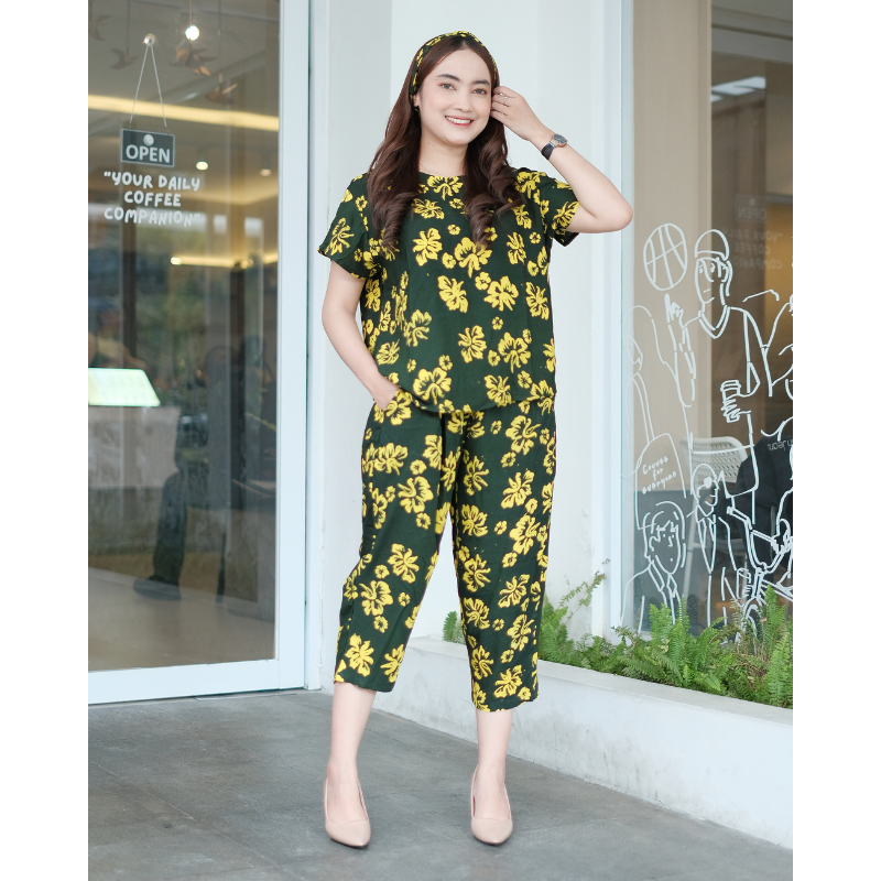 DIARIMBI - ONE SET TALIA SETELAN WANITA RAYON PREMIUM LD 120-ONE SET TALIA