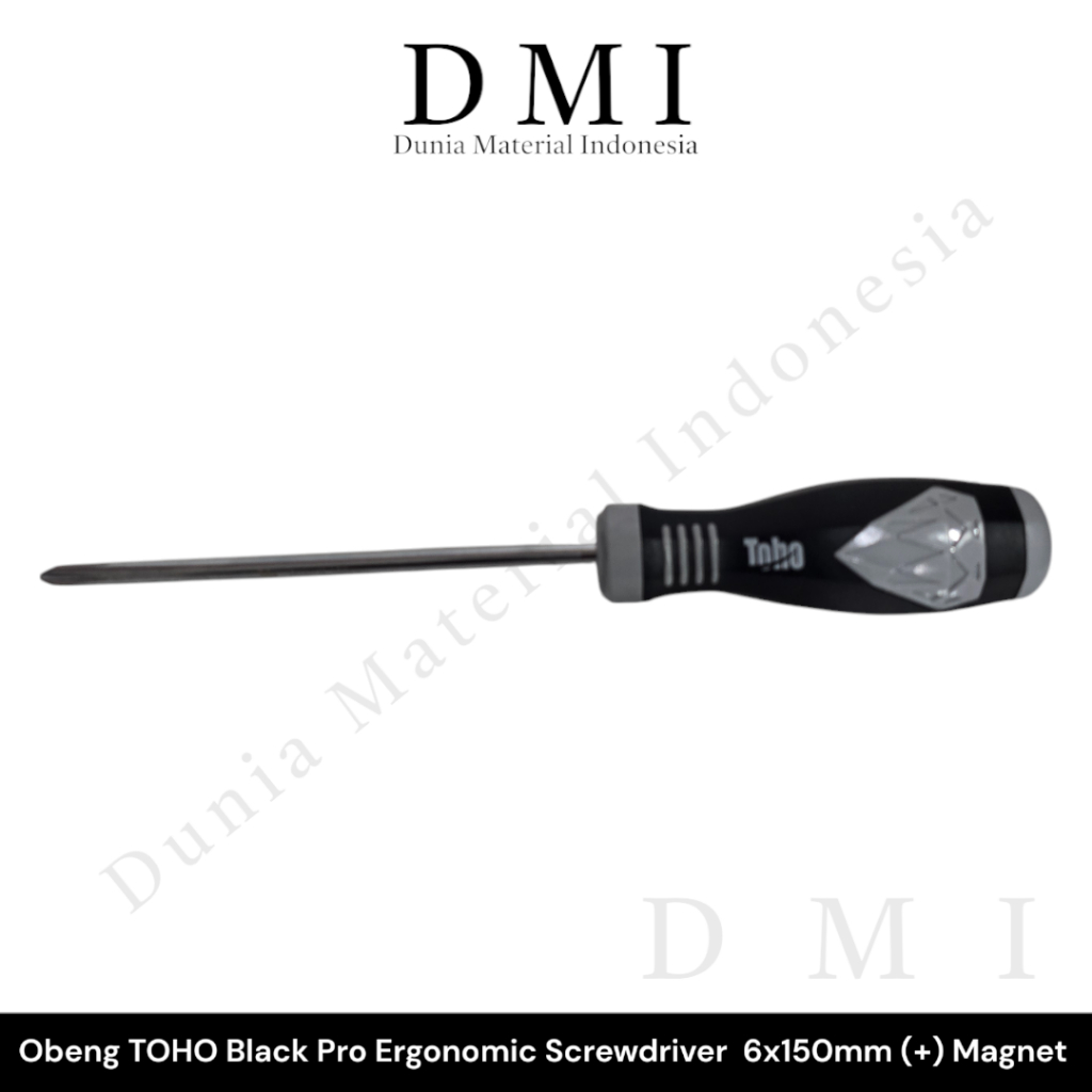 Obeng TOHO Black Pro Ergonomic 6x150mm (+) | Obeng Magnet | Screwdriver Perkakas | (1PC)